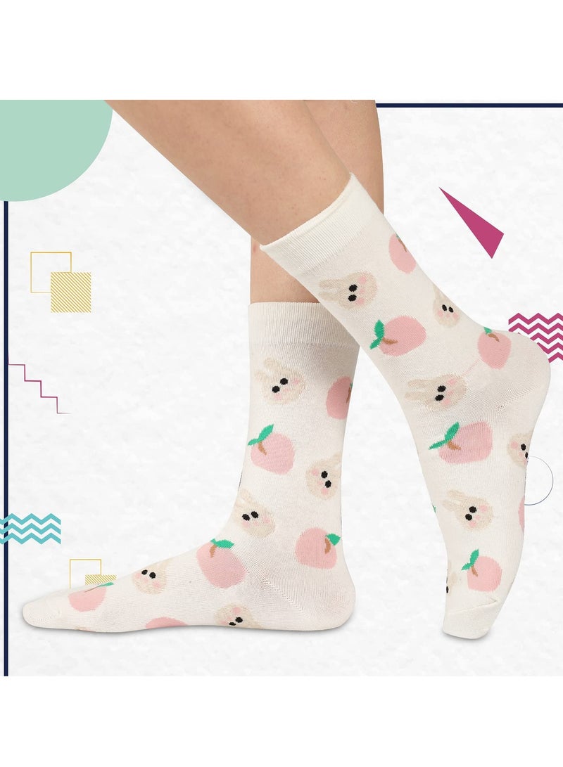 SYOSI مجموعة من 5 جوارب نسائية من القطن، جوارب مرحة ومريحة، جوارب مريحة وجذابة، غير رسمية، هدايا للنساء - Image 2
