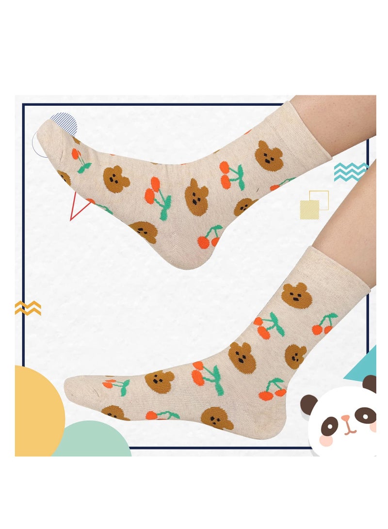 SYOSI مجموعة من 5 جوارب نسائية من القطن، جوارب مرحة ومريحة، جوارب مريحة وجذابة، غير رسمية، هدايا للنساء - Image 4