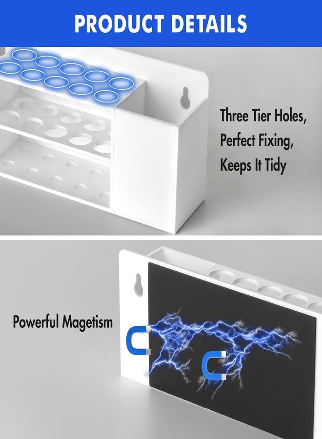 Banafich Magnetic Dry Erase Marker Holder for Whiteboard, Wall Mount Pen Holder for Refrigerator, Clear Pencil Holder for Fridge, Strong Magnet Locker Organizer for Classroom(White) - Image 4