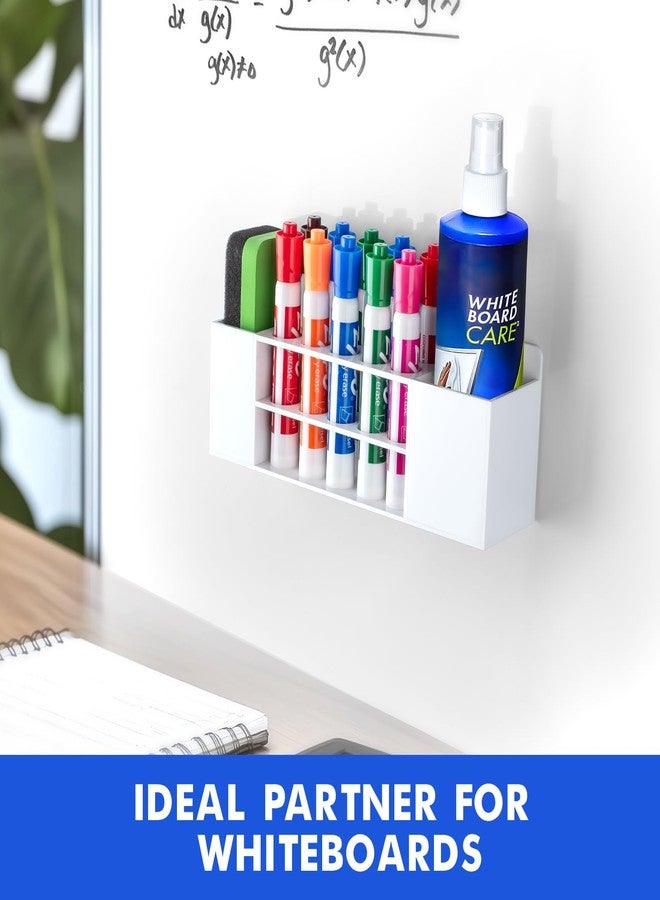 Banafich Magnetic Dry Erase Marker Holder for Whiteboard, Wall Mount Pen Holder for Refrigerator, Clear Pencil Holder for Fridge, Strong Magnet Locker Organizer for Classroom(White) - Image 5