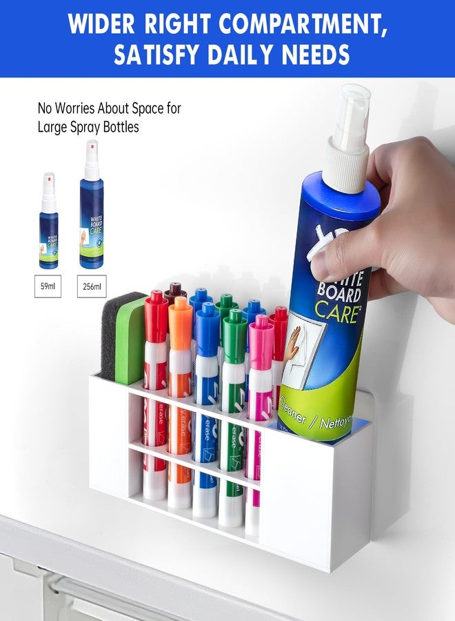 Banafich Magnetic Dry Erase Marker Holder for Whiteboard, Wall Mount Pen Holder for Refrigerator, Clear Pencil Holder for Fridge, Strong Magnet Locker Organizer for Classroom(White) - Image 2