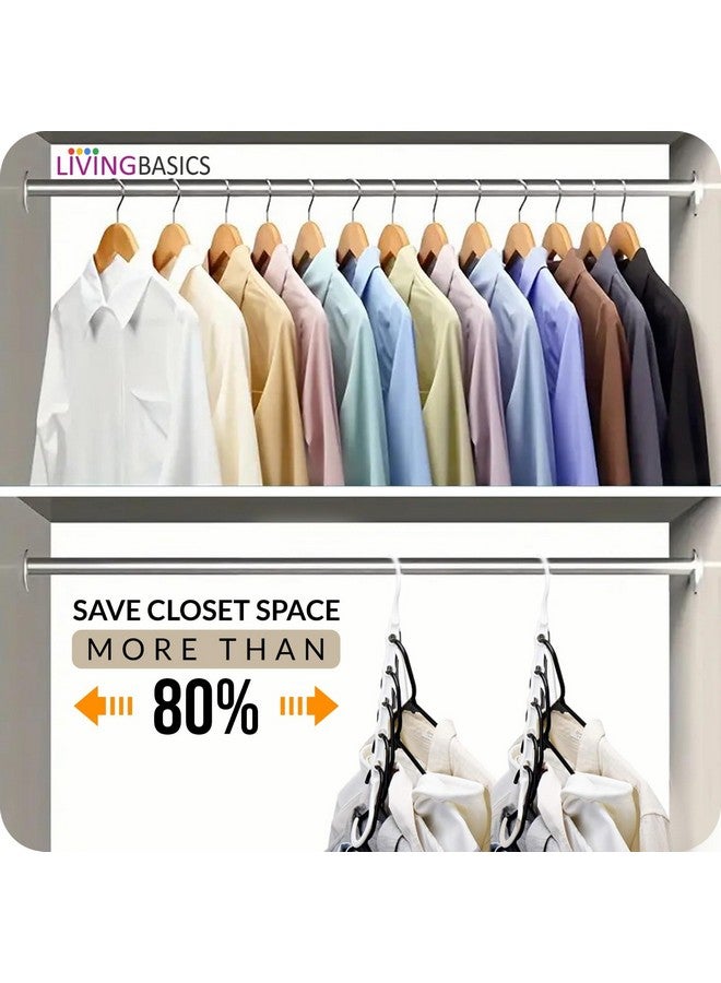 LIVINGBASICS حامل الملابس السحري 5 في 1 من ليفينغ باسيكس لخزانة الملابس / حامل ملابس قابل للطي موفر للمساحة / توفير مساحة الخزانة (عبوة من 5، أبيض) - Image 4