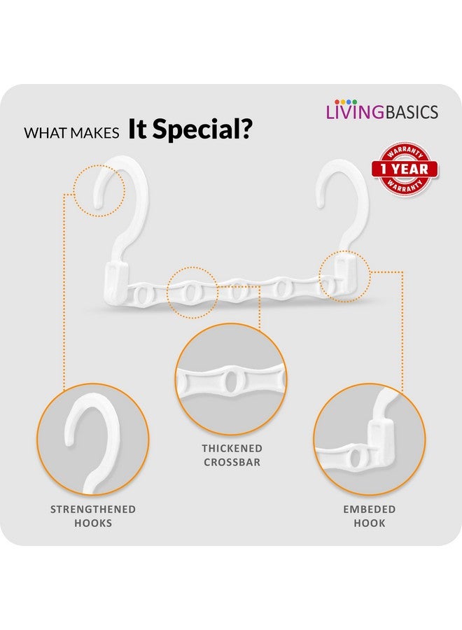LIVINGBASICS حامل الملابس السحري 5 في 1 من ليفينغ باسيكس لخزانة الملابس / حامل ملابس قابل للطي موفر للمساحة / توفير مساحة الخزانة (عبوة من 5، أبيض) - Image 3