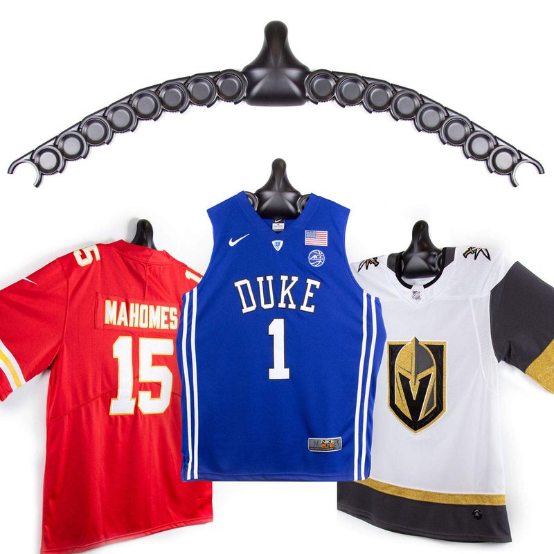 ChalkTalkSPORTS JerseyGenius Adjustable Jersey Display | Shapes to Fit Any Sports Jersey | Jersey Hanger for Wall Display | Sports Display (Single) - Image 1