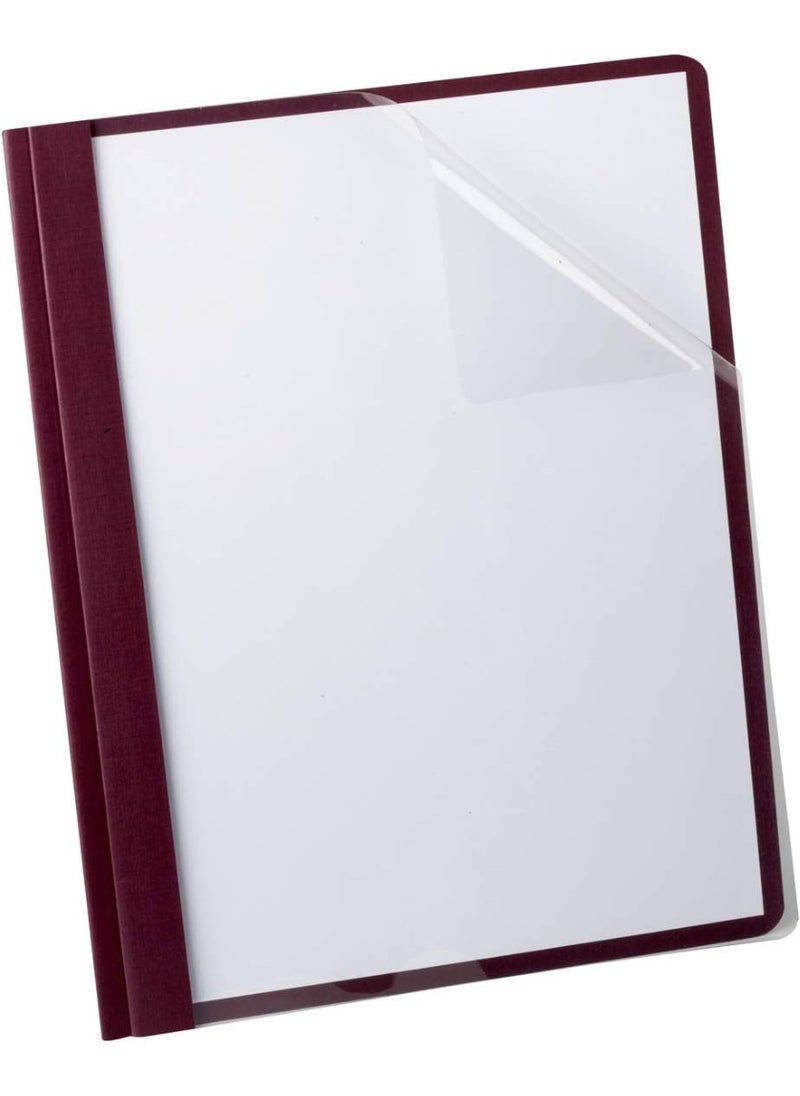 Oxford Oxford Clear Front Report Cover, 3 Prong, 1/2 inch Capacity, Burgundy, Letter Size, 25 per Box, (53341)  - Image 2