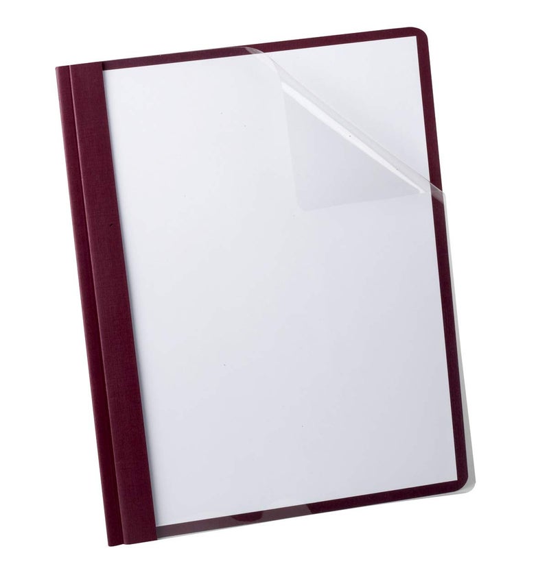 Oxford Clear Front Report Cover, 3 Prong, 1/2 inch Capacity, Burgundy, Letter Size, 25 per Box, (53341) - Image 1