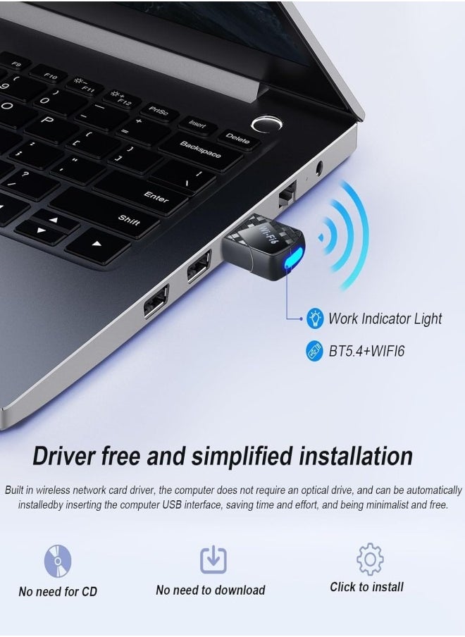 محول واي فاي USB Ax900mbps للكمبيوتر الشخصي، محول واي فاي ثنائي النطاق 2 في 1 بتقنية بلوتوث 5.4، جهاز إرسال واستقبال شبكة لاسلكية 2.4 جيجاهرتز/5 جيجاهرتز لأجهزة الكمبيوتر المحمولة/المكتبية/أنظمة Windows 11/10/WPA3