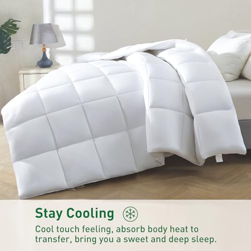 STWIENER 100% Viscose Made from Bamboo Comforter for Hot Sleepers- Breathable Cooling Silky Soft Duvet Insert King Size-with 8 Corner Tabs- All Season Comforter (102x90 Inches, White) - Image 4