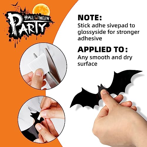 TDHDIKE Bats Wall Decor 120PCS Halloween Decoration Bats Realistic PVC 3D Black Scary Bat Wall Stickers for Creepy Home Decor Halloween Party Decorations DIY Wall Decal Bathroom Indoor Halloween Decor - Image 5