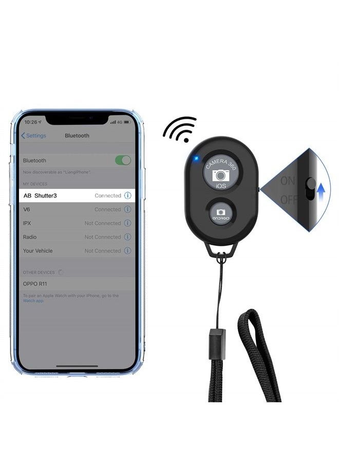 Wireless Camera Remote Shutter for Smartphones (2 Pack), zttopo Wireless Phone Camera Remote Control Compatible with iPhone/Android Cell Phone - Create Amazing Photos and Selfies, Wrist Strap Included