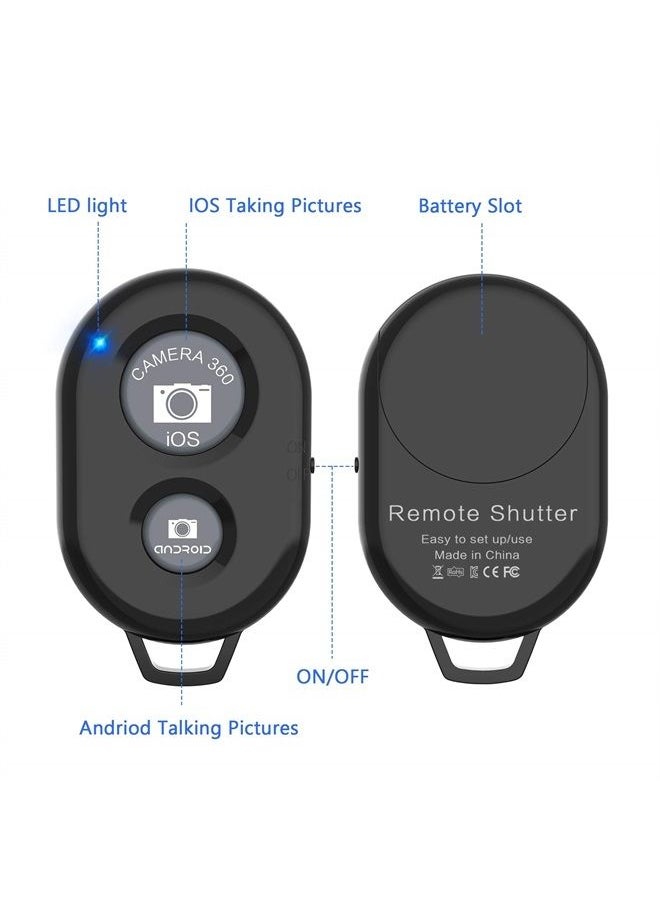 Wireless Camera Remote Shutter for Smartphones (2 Pack), zttopo Wireless Phone Camera Remote Control Compatible with iPhone/Android Cell Phone - Create Amazing Photos and Selfies, Wrist Strap Included