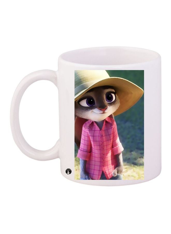 RYN Cartoon Printed Coffee Mug White/Pink/Beige 11ounce