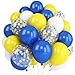 Togvu Yellow Blue Balloons 12 Inches Blue Yellow White Balloons with Confetti Balloons Dark Blue Latex Balloon Helium for Kids Birthday Graduation Baby Shower Socer Party Decoration - Image 2