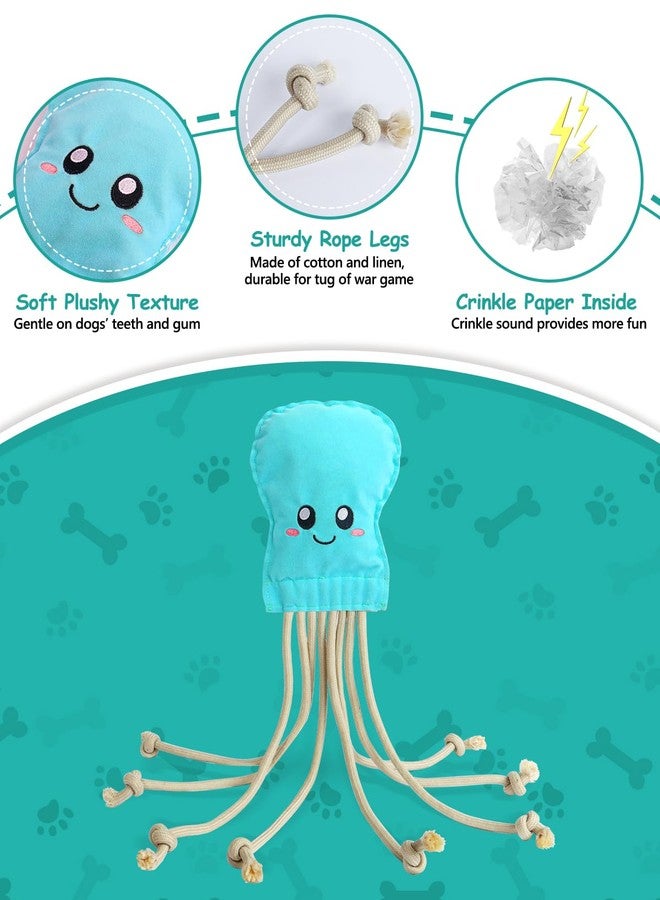 SCHITEC Dog Rope Toys, Plush Crinkle Tug of War Toy for Small Medium Dogs, Interactive Octopus Stuffed Chew Toy for Puppy Teething - Image 3