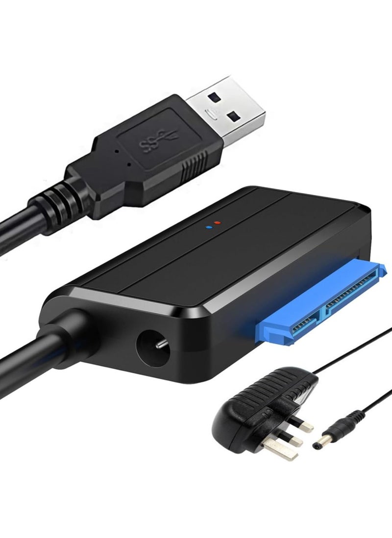 erorex SATA to USB Cable Adapter, USB 3.0 to SATA External Hard Drive Converter Adapter with 12V/2A UK plug charger for 2.5 inch/ 3.5inch Hard Disk Drive HDD/SSD Data Transfer, Support UASP  - Image 1