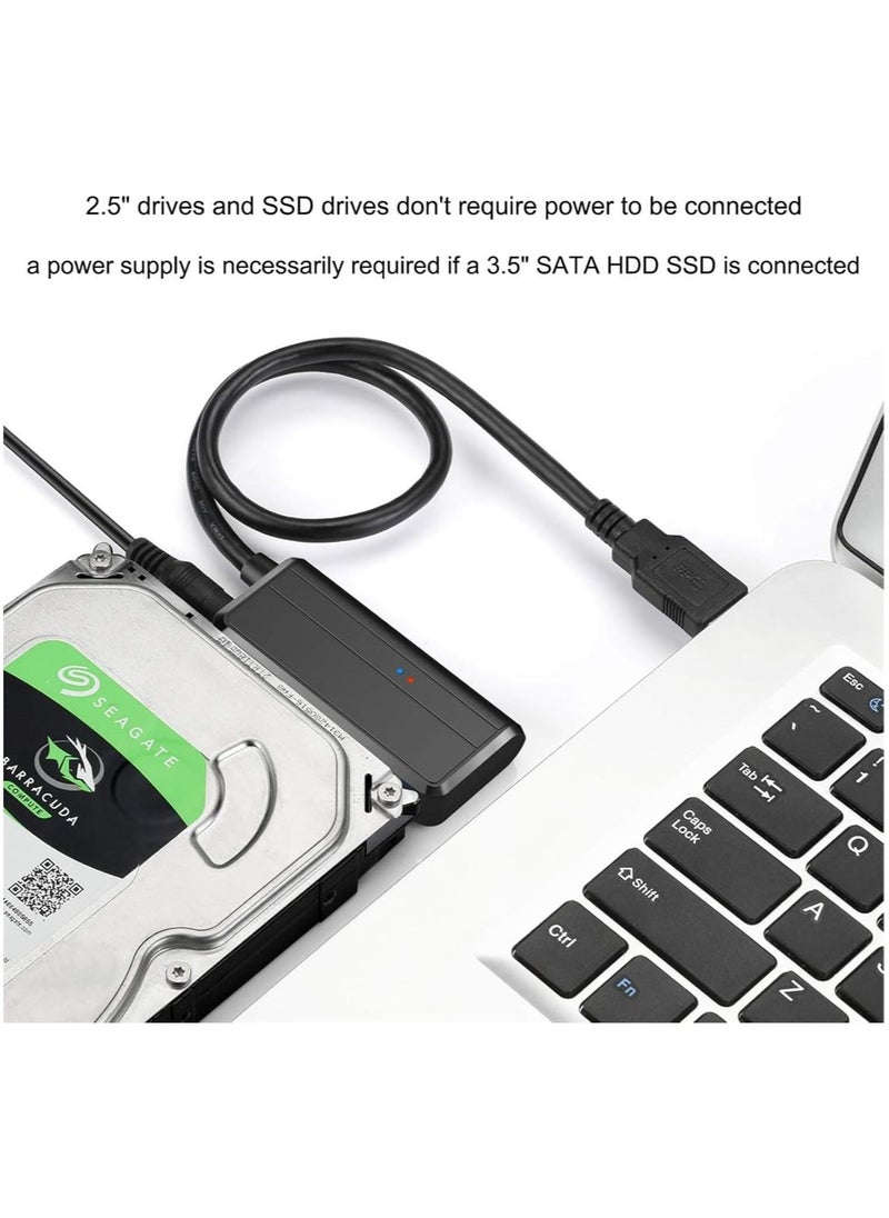 erorex SATA to USB Cable Adapter, USB 3.0 to SATA External Hard Drive Converter Adapter with 12V/2A UK plug charger for 2.5 inch/ 3.5inch Hard Disk Drive HDD/SSD Data Transfer, Support UASP  - Image 4