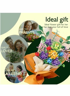 Excefore Flower Bouquet Building Kit, Artificial Flowers Botanical Collection Block Toys for Adults & Girls Ages 7+, Mothers Day Valentines Birthday Gifts Mom Women Girlfriends (999 pcs)  - Image 5