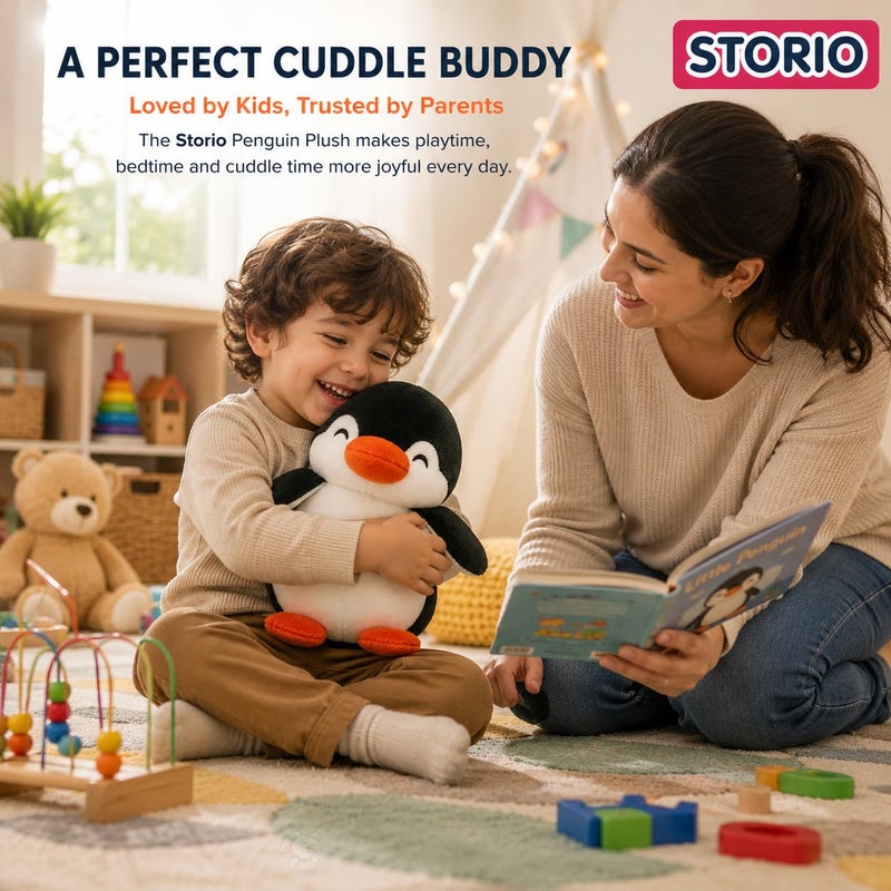 Storio Toy Plushie Super Soft Toys for Kids | Adorable Plush Soft Toys for Baby Boys and Girls Kids - Penguine Black & White (Black Penguine) - Image 3