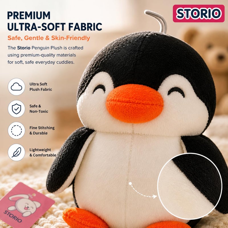 Storio Toy Plushie Super Soft Toys for Kids | Adorable Plush Soft Toys for Baby Boys and Girls Kids - Penguine Black & White (Black Penguine) - Image 5