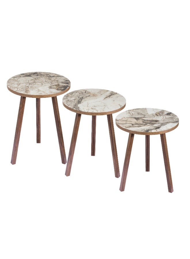 evistar 3-piece round table set made of high-quality Turkish wood with a modern design - Image 3