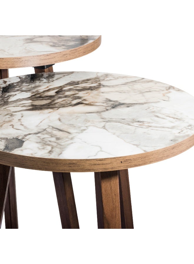 evistar 3-piece round table set made of high-quality Turkish wood with a modern design - Image 2