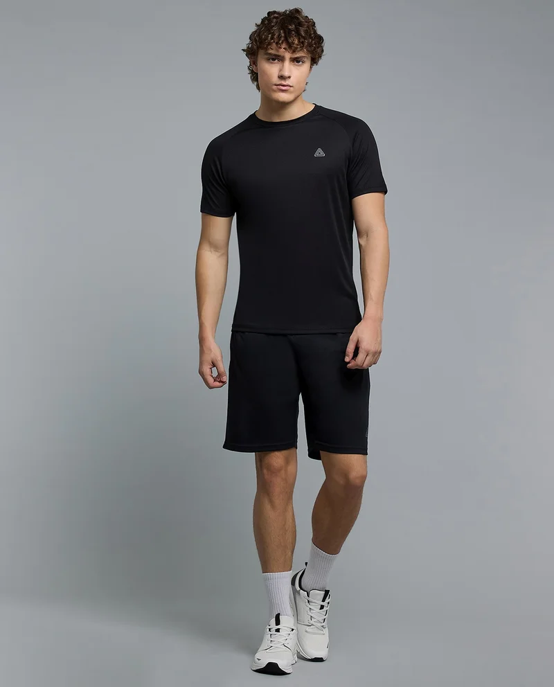 R&B Logo Detail Active T-Shirt with Crew Neck and Short Sleeves