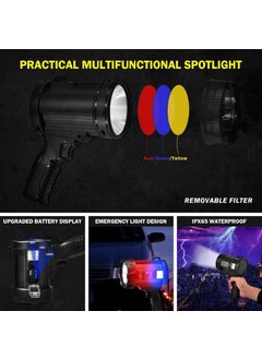 Meneflix Meneflix Super Bright Led Rechargeable Torch 100000 Lumens Super Bright Spotlight Long Range Searchlight Solar Powered Rechargeable Torch Suitable for Outdoor Emergency Camping Fishing Hunting  - Image 2