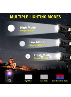 Meneflix Meneflix Super Bright Led Rechargeable Torch 100000 Lumens Super Bright Spotlight Long Range Searchlight Solar Powered Rechargeable Torch Suitable for Outdoor Emergency Camping Fishing Hunting  - Image 3