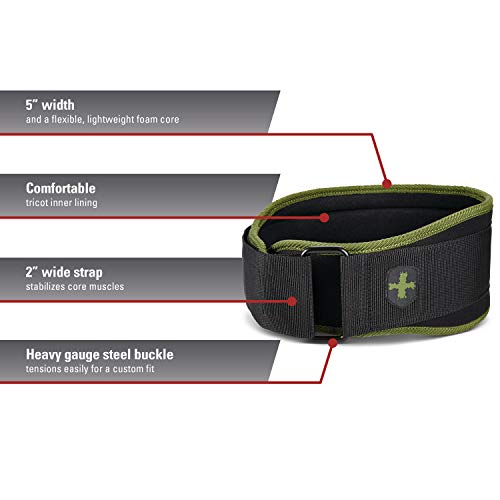 Harbinger 5Inch Weightlifting Belt with Flexible Ultralight Foam Core Green Small 24 29 Inches - Image 3