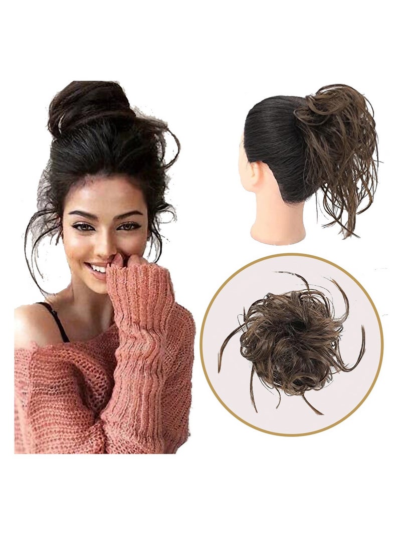 إستيل كعكة كوكتيل فوضوي ، كعكة الشعر ، وصلات شعر ، وصلات شعر مرنة ، قطعة شعر ، وصلات شعر ، وصلات شعر ، وصلات شعر صناعية ، سكرانشيز ، للنساء ، اللون رقم 8 - Image 1