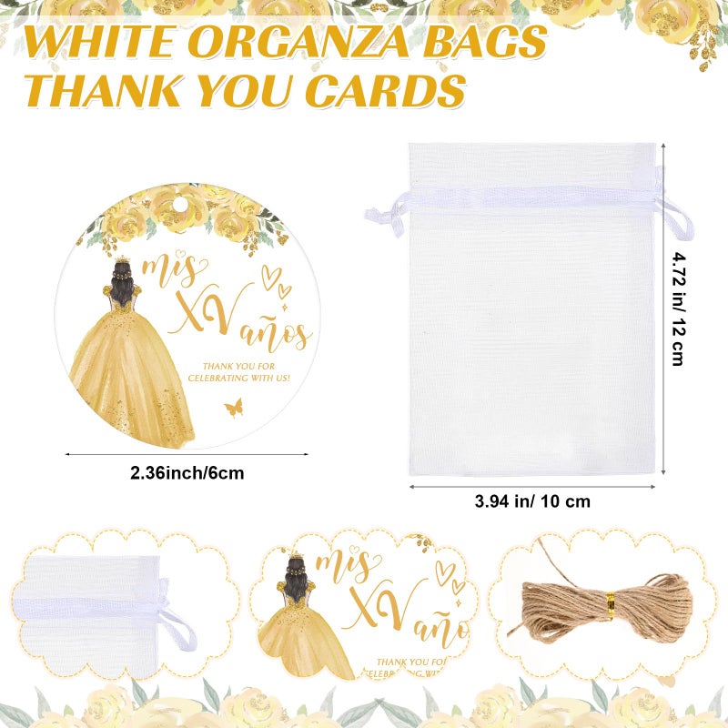 Sliner 25 Sets Quinceanera Party Favors for Guests 15 Birthday Keychain 15 Years Old Bottle Opener Thank You Tags Quinceanera Gift Birthday Quince Party Souvenirs for Girl Adults (Gold) - Image 3