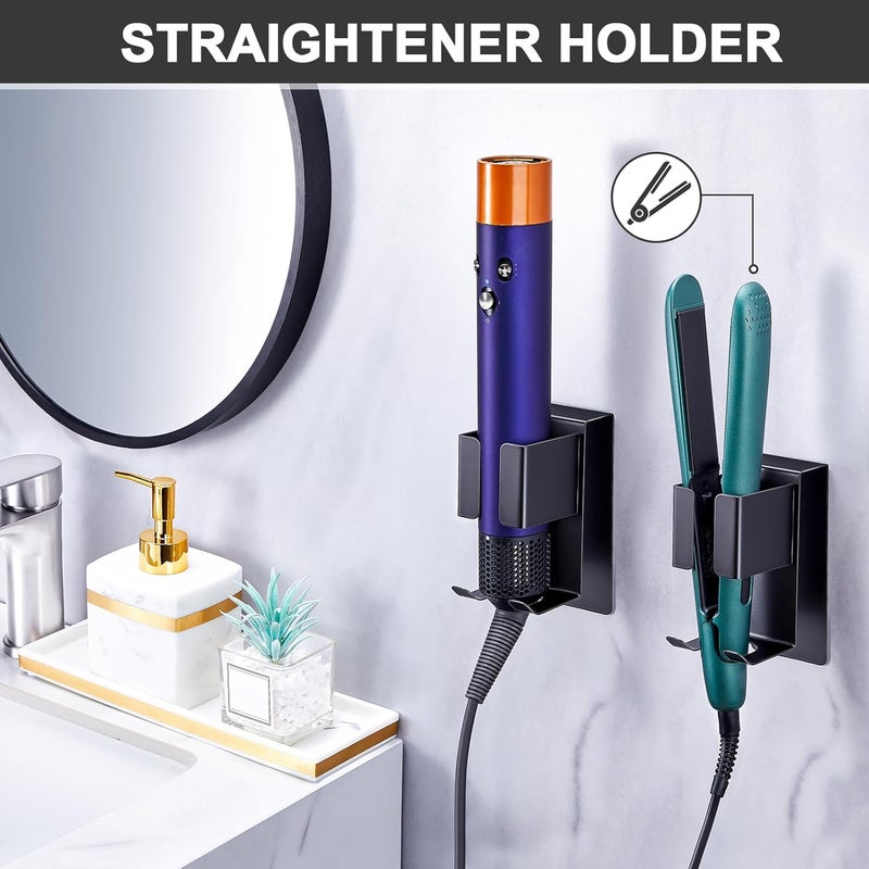 WAYASI Hair Straightener Holder Wall Mounted Blow Dryer Holder, Blow Dryer and Curling Iron Holder, Hair Dryer and Straightener Holder, Bathroom Hair Tools Organizer and Storage (Black, 1Pc) - Image 3
