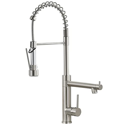 Fapully Commercial Kitchen Sink Faucet, Pull-Down Sprayer Kitchen Faucets Brushed Nickel - Image 1