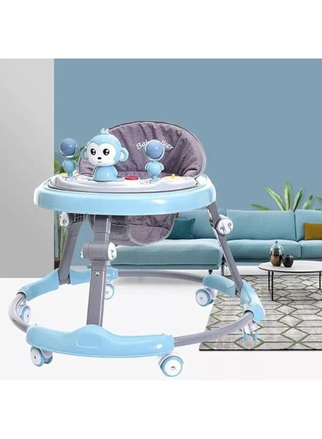 مشاية للأطفال، مشاية مستديرة للأطفال بارتفاع قابل للتعديل | مشاية أنشطة للأطفال مع صينية طعام وشريط موسيقي | مشاية للأطفال الأولاد والبنات (متعددة الألوان) - Image 2