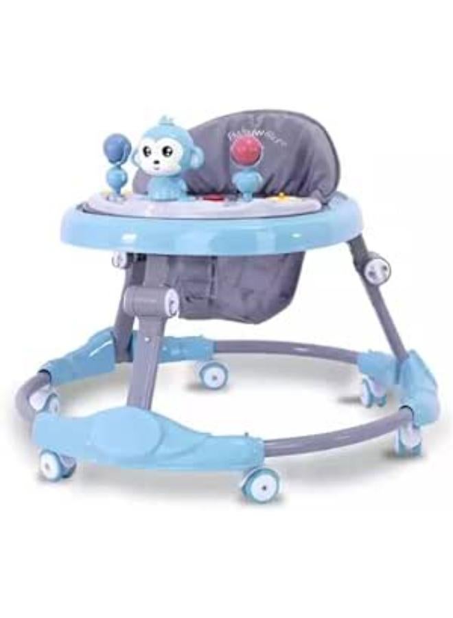 مشاية للأطفال، مشاية مستديرة للأطفال بارتفاع قابل للتعديل | مشاية أنشطة للأطفال مع صينية طعام وشريط موسيقي | مشاية للأطفال الأولاد والبنات (متعددة الألوان) - Image 1