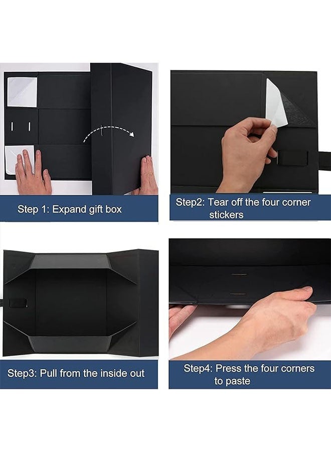 Luxury Magnetic Gift Box with Ribbon, Folding Gift Boxes for Presents with Lid for Festival, Birthday, Anniversary, Wedding, Anniversary and Baby Gift, Black, 22x17x8.5cm - Image 4