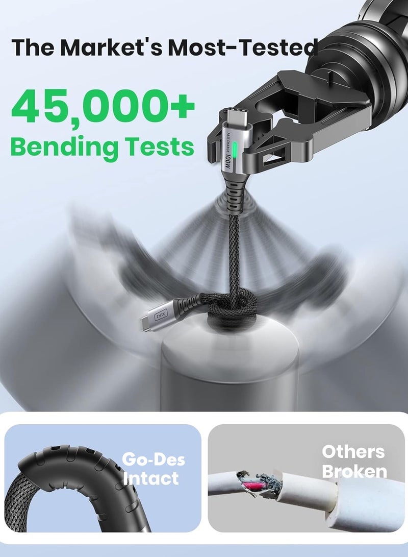 Go-Des 100W Ultra Fast Charging 5A USB-C to USB-C Cable [6.6-ft,2M], Powerful Nylon Braided USB-C Cord Phone Charger - Image 3