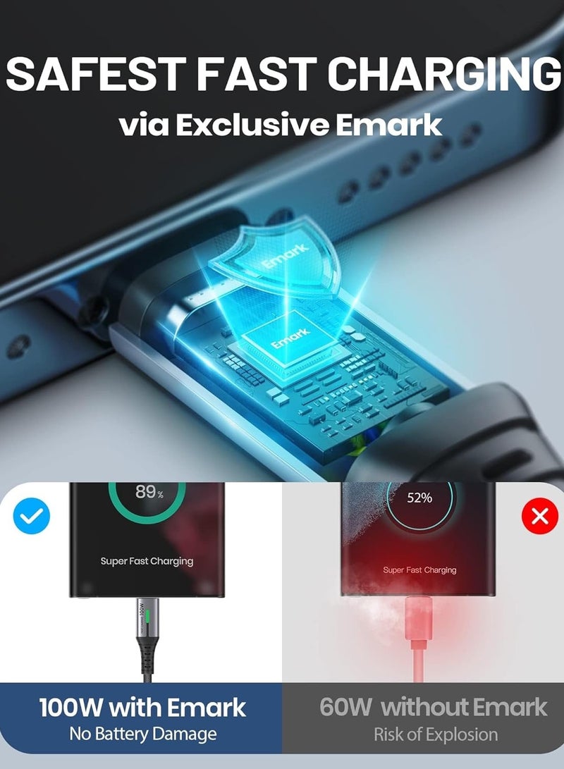 Go-Des 100W Ultra Fast Charging 5A USB-C to USB-C Cable [6.6-ft,2M], Powerful Nylon Braided USB-C Cord Phone Charger - Image 4