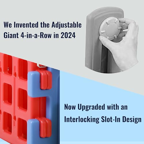 SDADI Screwless Giant 4inaRow Game Set with BlockStyle Assembly Adjustable Height 4toScore Connect Game Portable Family Yard Game for Indoor Outdoor Play - Image 5