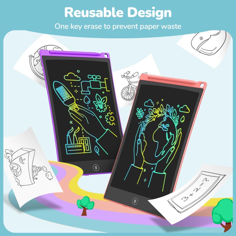 TECJOE 4 Pack LCD Writing Tablet, 8.5 Inch Colorful Doodle Board Drawing Tablet for Kids, Kids Travel Games Activity Learning Toys Birthday Gifts for 3 4 5 6 Year Old Boys Girls Toddlers Preschooler - Image 4