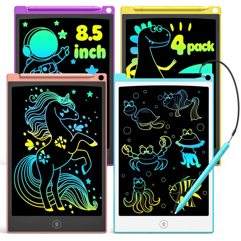 TECJOE 4 Pack LCD Writing Tablet, 8.5 Inch Colorful Doodle Board Drawing Tablet for Kids, Kids Travel Games Activity Learning Toys Birthday Gifts for 3 4 5 6 Year Old Boys Girls Toddlers Preschooler - Image 1