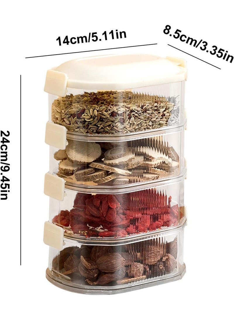 ZMOXY Containers For Condiments 4Layer Storage Box Stackable Kitchen Condiment Jars With Lids Leak Proof And Food FreshKeeping Box For Fruit Snack And Spice Seasoning Storage Box 4 Layer