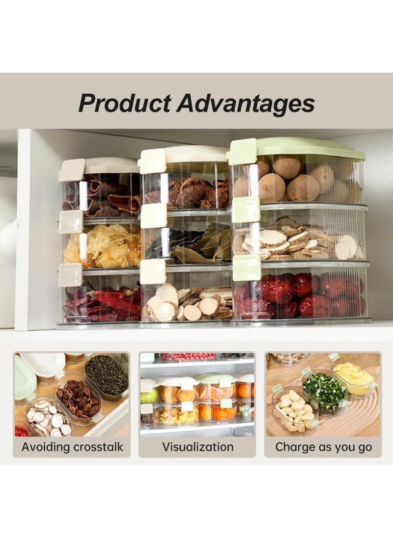 ZMOXY Containers For Condiments 4Layer Storage Box Stackable Kitchen Condiment Jars With Lids Leak Proof And Food FreshKeeping Box For Fruit Snack And Spice Seasoning Storage Box 4 Layer