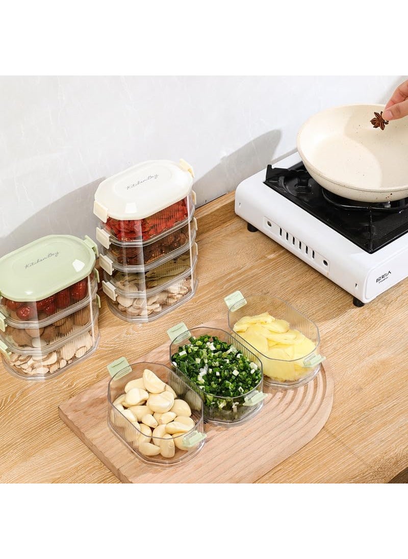 ZMOXY Containers For Condiments 4Layer Storage Box Stackable Kitchen Condiment Jars With Lids Leak Proof And Food FreshKeeping Box For Fruit Snack And Spice Seasoning Storage Box 4 Layer