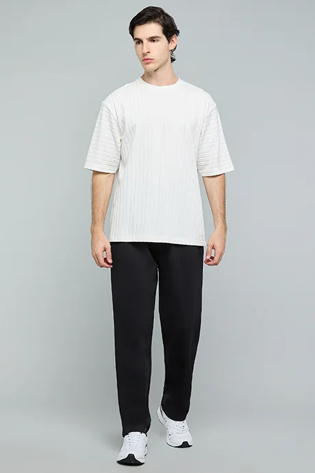 R&B Textured T-Shirt with Crew Neck and Short Sleeves