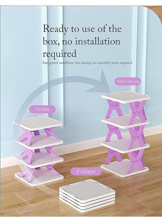 Pamidhar Pamidhar Portable 4Layer SpaceSaving Shoe Rack Organizer for Living Room Bedroom Office and Kitchen Foldable Collapsible HeavyDuty Shoe Storage Shelf Multicolor  - Image 4