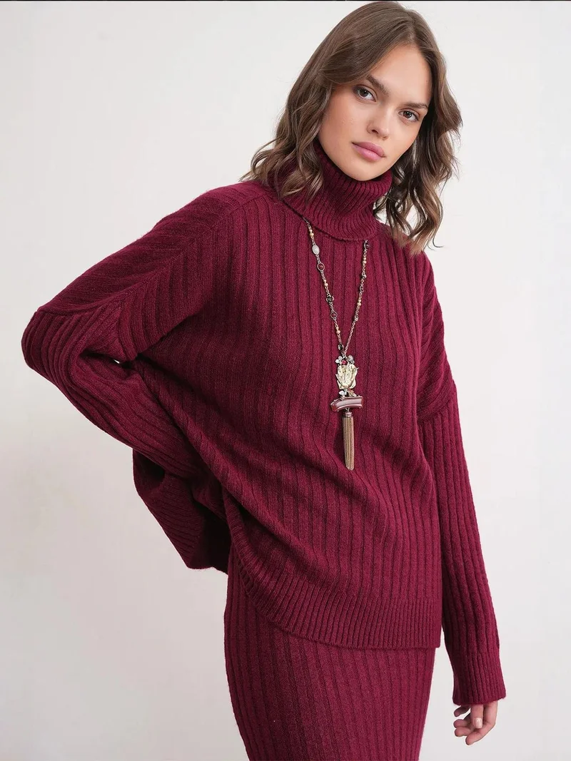 MixRay Mixray Oversize Ribbed Turtleneck Sweater