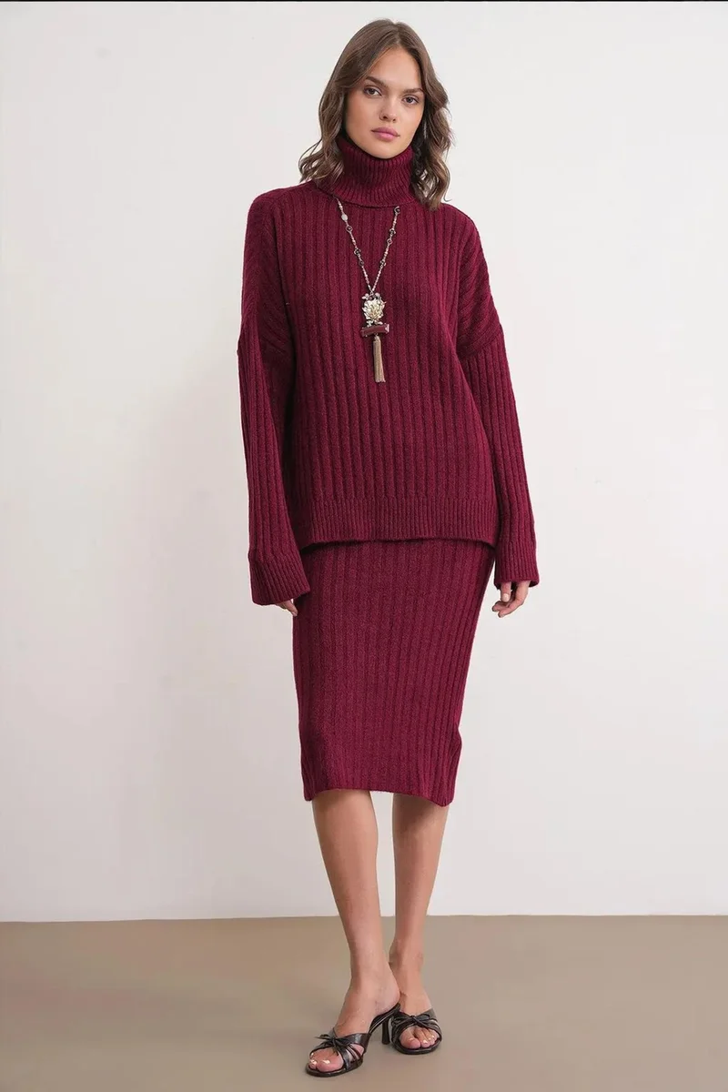 Mixray Mixray Oversize Ribbed Turtleneck Sweater