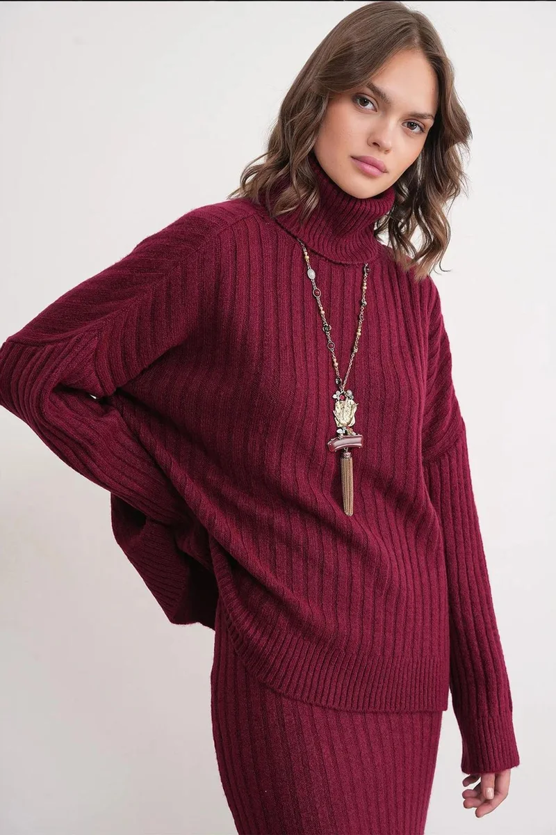Mixray Mixray Oversize Ribbed Turtleneck Sweater