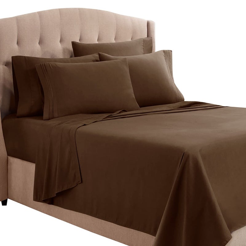 clara clark Twin Sheets  5 Piece Set - Hotel Luxury Sheets for Twin Size Bed  Super Soft Bedding Sheets & Pillowcases  Twin Size Sheets  chocolate Brown